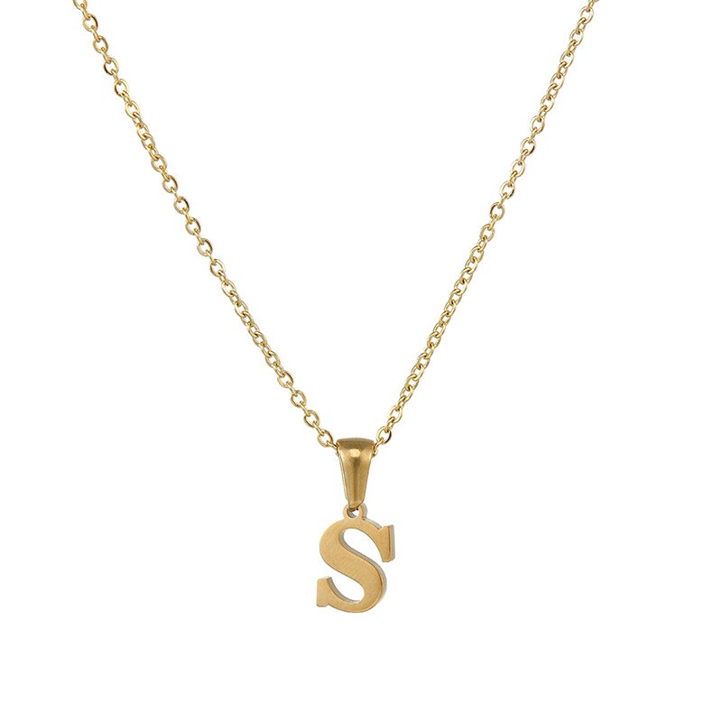 Gold color / 1 Piece Simple Series Simple Letter S Stainless Steel 18K Gold Plated Women's Pendant Necklaces Picture19